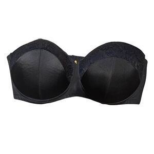 Ashley Stewart Black Lace Strapless Bra Sz 46DDD